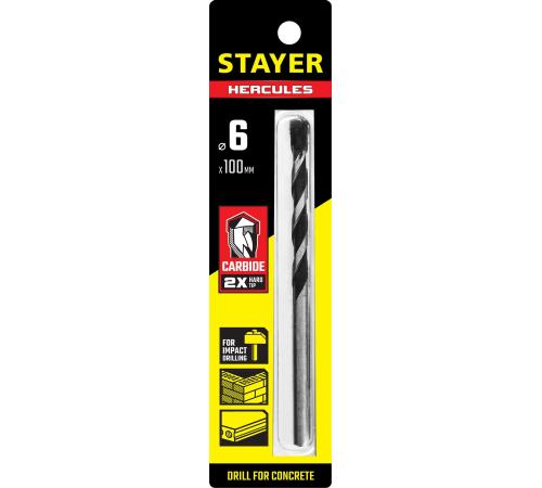 STAYER Hercules, 6 x 100 мм, cверло по бетону, Professional (2915-100-06)