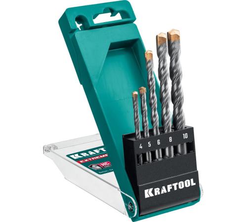 KRAFTOOL Extreme, 5 шт: 4-5-6-8-10 мм, трехгранный хвостовик, набор сверл по бетону (29166-H5)