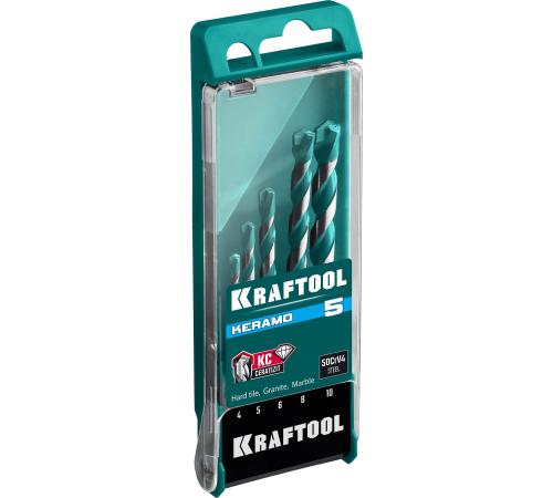 KRAFTOOL Keramo, 5 шт: 4-5-6-8-10 мм набор сверл по керамограниту с твердосплавной пластиной (29175-H5)