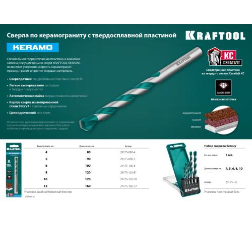 KRAFTOOL Keramo, 5 х 90 мм, тв.сплав КС, сверло по керамограниту (29175-090-5)