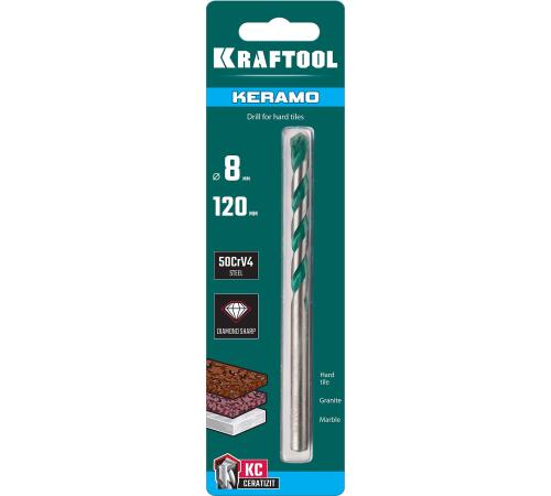 KRAFTOOL Keramo, 8 х 120 мм, тв.сплав КС, сверло по керамограниту (29175-120-8)