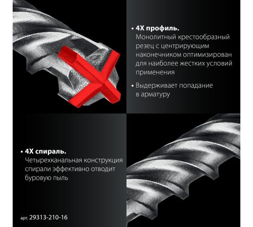 ЗУБР ПРОФИ-4Х 16x210 мм, SDS-plus бур (29313-210-16)