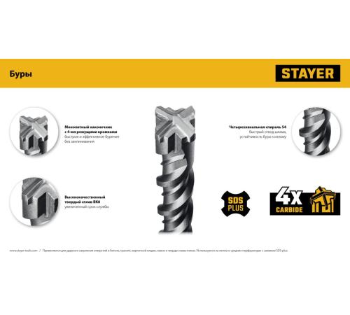 STAYER HERCULES-4Х 5x160 мм, SDS-plus бур (29290-160-05)
