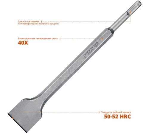 STAYER Gorilla Force, 40 х 250 мм, SDS-Plus, плоское зубило, Professional (29353-40-250)