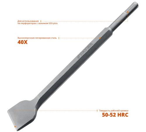 STAYER Gorilla Force, 40 х 250 мм, SDS-Plus, плоское изогнутое зубило, Professional (29354-40-250)