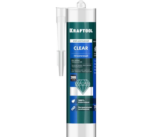 KRAFTOOL CLEAR, 310мл, прозрачный, суперсильный монтажный клей (41342)