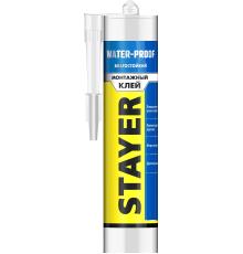 STAYER WATERPROOF, 280 мл, белый, влагостойкий монтажный клей, Professional (41325)
