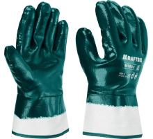 KRAFTOOL HYKRAFT Heavy Duty - особопрочные, XL (10), с крагой, нитриловое покрытие, высокая защита от нефтепродуктов, перчатки (11288-XL)