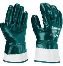 KRAFTOOL HYKRAFT Heavy Duty - особопрочные, XL (10), с крагой, нитриловое покрытие, высокая защита от нефтепродуктов, перчатки (11288-XL)