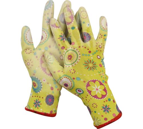 GRINDA M (8), садовые перчатки с прозрачным PU покрытием, зелёные, 13 класс (11290-M)