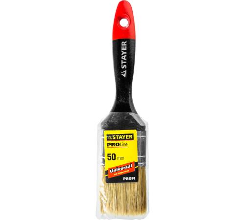 STAYER Universal, 50 мм, 2″, светлая, натуральная щетина, деревянная ручка, все виды ЛКМ, плоская кисть, Professional (0104-050)