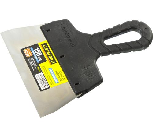 STAYER PROFlat, 150 мм, пластиковая ручка, нержавеющий фасадный шпатель, Professional (1008-15)