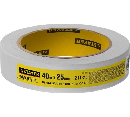 STAYER MAXTape 25 мм х 40 м, креповая, малярная лента, MASTER (1211-25)