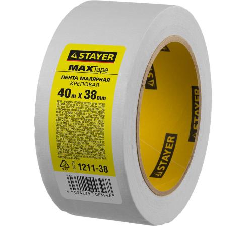 STAYER MAXTape 38 мм х 40 м, креповая, малярная лента, MASTER (1211-38)