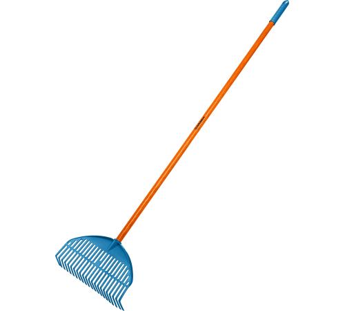 GRINDA PL-22 FIBER, 430 х 40 х 1460 мм, 22 зубца, ударопрочный пластик, фибергласовый черенок, грабли веерные пластиковые, PROLine (421818)