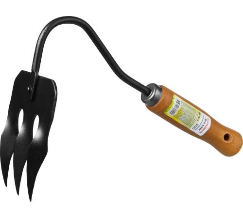 GRINDA ProLine 120х86х265 мм, 3-х зубые, деревянная ручка, грабли-рыхлитель (421514)