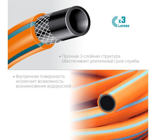 GRINDA FLEX 3, 1″, 25 м, 15 атм, из термоэластопласта, трёхслойный, армированный, гибкий, поливочный шланг, PROLine (429008-1-25)
