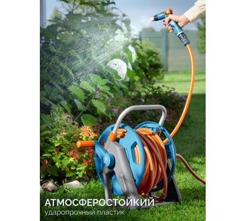 GRINDA HR-45, для шлангов 45м x 1/2″ и 20м х 3/4″, стальные опоры, пластиковый барабан, катушка для шлангов, ProLine (428450)