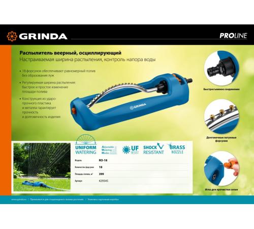 GRINDA RO-18, 18 форсунок, ударопрочный пластик, веерный распылитель, PROLine (429345)