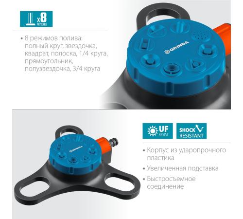GRINDA RF-3, 8 режимов, пластиковый, на подставке, стационарный распылитель, PROLine (429301)