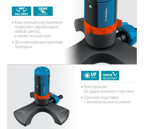 GRINDA RX-2, с шестерённой передачей, пластиковый, на подставке, стационарный распылитель, PROLine (429303)
