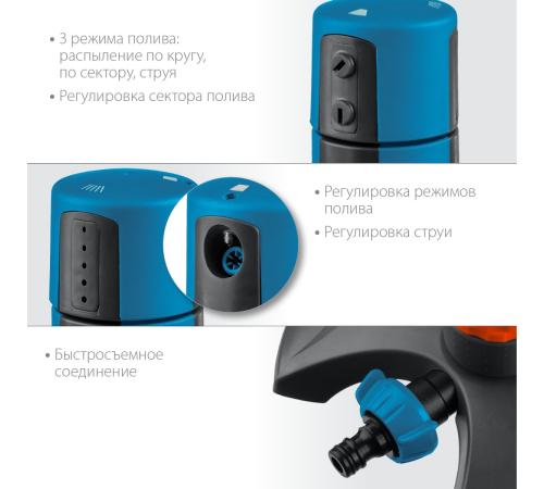 GRINDA RX-2, с шестерённой передачей, пластиковый, на подставке, стационарный распылитель, PROLine (429303)