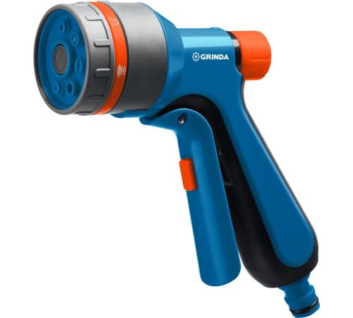 GRINDA F-7, 7 режимов, курок спереди, двухкомпонентный с регулятором напора, поливочный пистолет, PROLine (429120)
