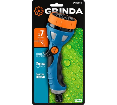 GRINDA XM-7, 7 режимов, металлический с TPR, поливочный пистолет, PROLine (429150)