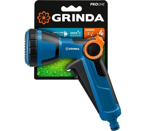 GRINDA X-S, с регулятором напора, душевой, 4 режима, курок спереди, двухкомпонентный, поливочный пистолет, PROLine (429165)