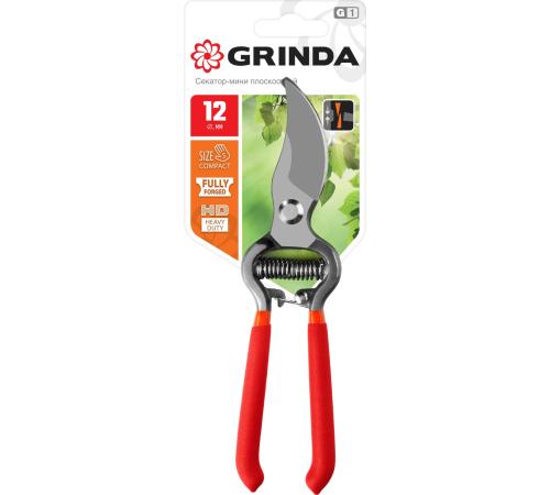 GRINDA G-3, 200 мм, высокоуглеродистая сталь, цельнокованый, покрытие ПВХ, плоскостной секатор (423103)