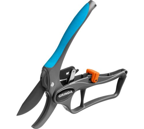 GRINDA P-33, 200 мм, закаленная сталь, с храповым механизмом, алюминиевые рукоятки с эфесом, контактный секатор, PROLine (423433)
