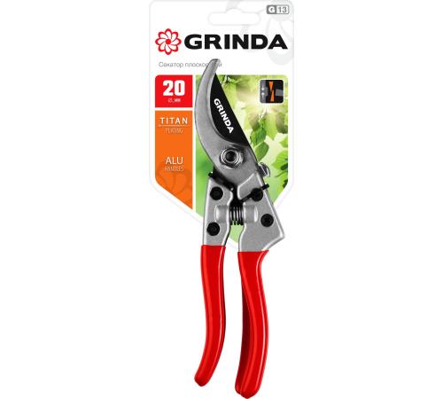 GRINDA G-13, 205 мм, закаленные лезвия, титановое покрытие, алюминиевые рукоятки, плоскостной секатор (423113)