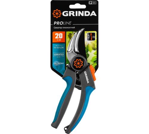 GRINDA P-55, 205 мм, с двухкомпонентными рукоятками, плоскостной секатор, PROLine (423455)