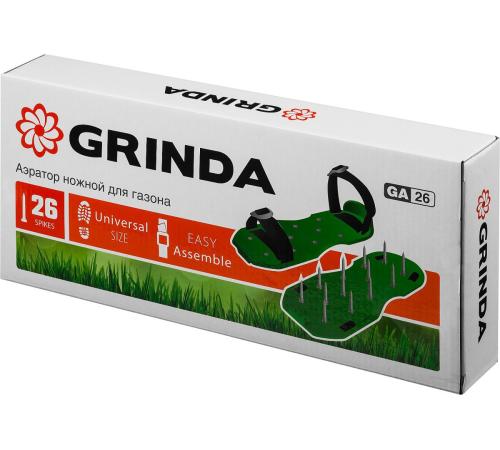 GRINDA GA-26, 26 стальных шипов, длина 50 мм, для газона, ножной аэратор (422111)