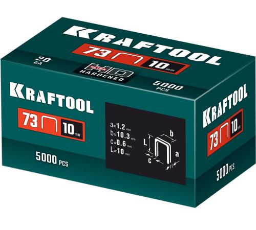 KRAFTOOL скобы тип 73, 10 мм, калибр 20GA. 5000 шт (31773-10)