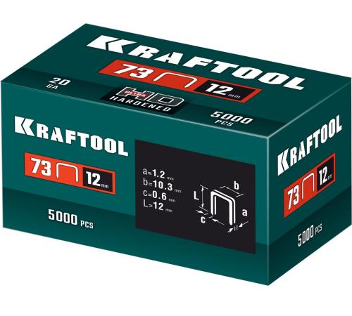 KRAFTOOL скобы тип 73, 12 мм, калибр 20GA. 5000 шт (31773-12)