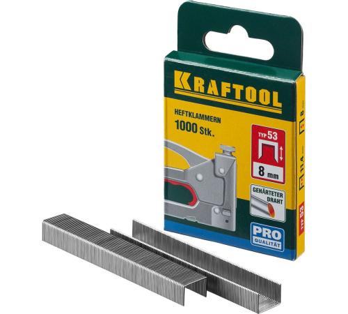KRAFTOOL скобы тип 53 (A/10/JT21), 8 мм, калибр 23GA. 1000 шт (31670-08)