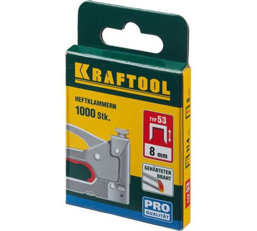 KRAFTOOL скобы тип 53 (A/10/JT21), 8 мм, калибр 23GA. 1000 шт (31670-08)