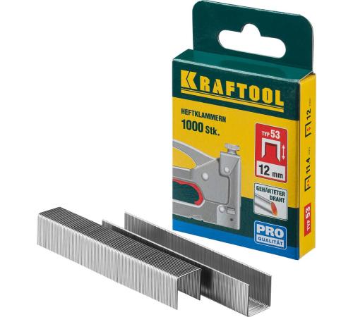 KRAFTOOL скобы тип 53 (A/10/JT21), 12 мм, калибр 23GA. 1000 шт (31670-12)