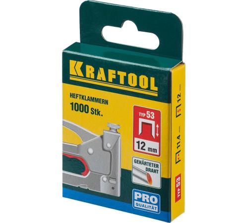 KRAFTOOL скобы тип 53 (A/10/JT21), 12 мм, калибр 23GA. 1000 шт (31670-12)