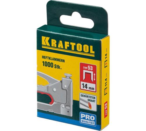 KRAFTOOL скобы тип 53 (A/10/JT21), 14 мм, калибр 23GA. 1000 шт (31670-14)