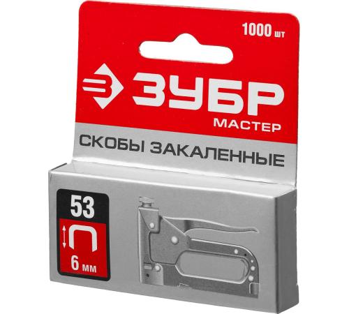 ЗУБР скобы тип 53 (A/10/JT21), 6 мм, калибр 23GA. 1000 шт (31625-06)