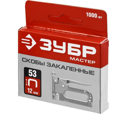 ЗУБР скобы тип 53 (A/10/JT21), 12 мм, калибр 23GA. 1000 шт (31625-12)