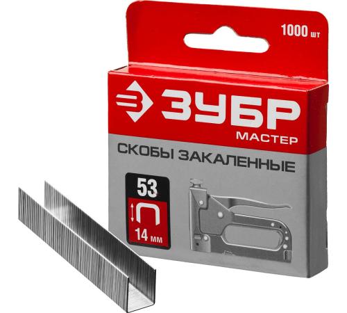 ЗУБР скобы тип 53 (A/10/JT21), 14 мм, калибр 23GA. 1000 шт (31625-14)