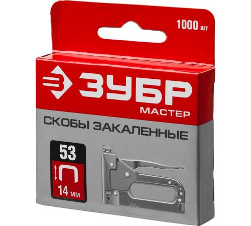 ЗУБР скобы тип 53 (A/10/JT21), 14 мм, калибр 23GA. 1000 шт (31625-14)