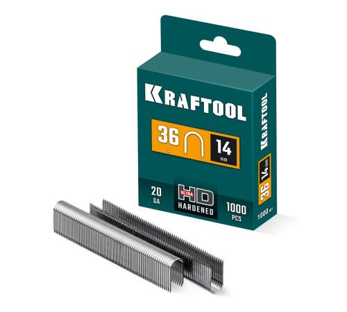 KRAFTOOL скобы тип 36 (L), 14 мм, калибр 20GA. 1000 шт (31636-14)