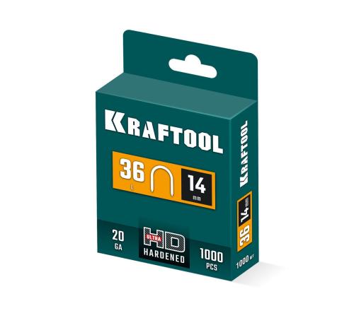 KRAFTOOL скобы тип 36 (L), 14 мм, калибр 20GA. 1000 шт (31636-14)