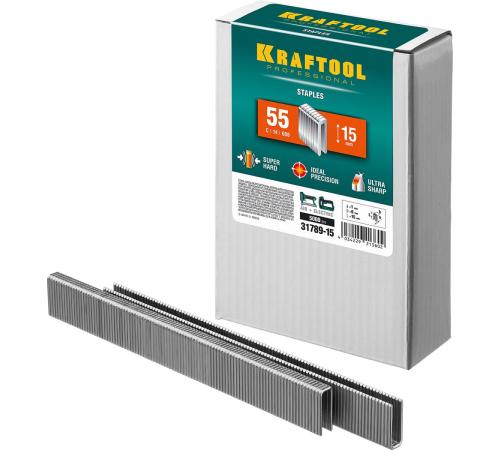 KRAFTOOL скобы тип 55 (90/C), 15 мм, калибр 18GA. 5000 шт (31789-15)