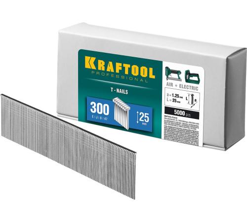 KRAFTOOL гвозди тип 300 (47/J/ F), 25 мм, калибр 18GA. 5000 шт (31785-25)