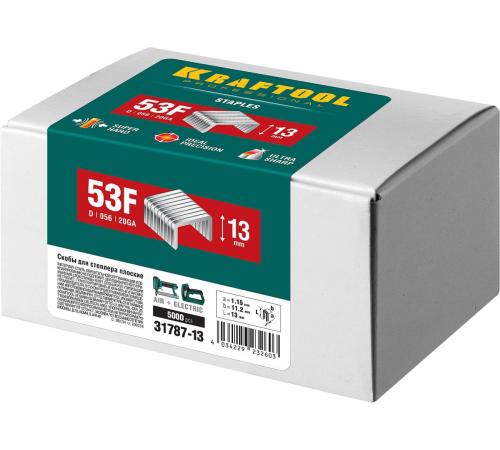 KRAFTOOL скобы тип 53F (D/056), 13 мм, калибр 23GA. 5000 шт (31787-13)